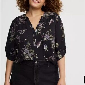 Torrid Black Floral Blouse